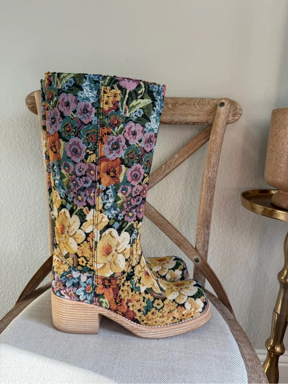 Jeffrey Campbell free people exclusive Whimsy Pull-On Boots olive tapestry